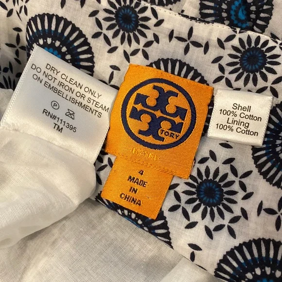 TORY BURCH - cotton skirt: lined, pleated, sequins & beaded waist & hem, zip - 4